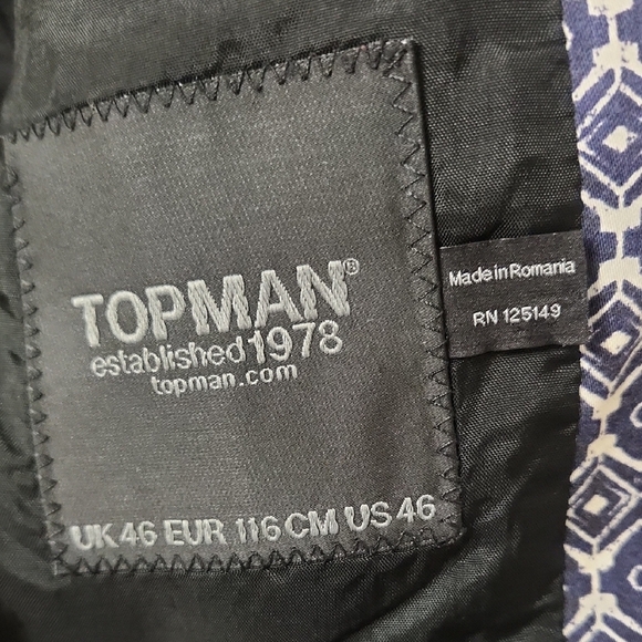 Topman Geometric Blazer - Blue and White - Picture 2 of 5